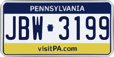 PA license plate JBW3199