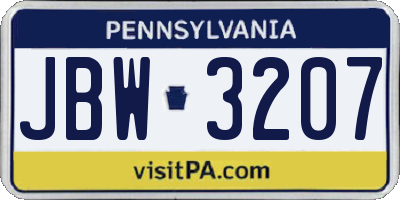 PA license plate JBW3207