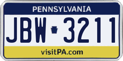 PA license plate JBW3211