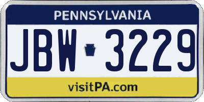 PA license plate JBW3229