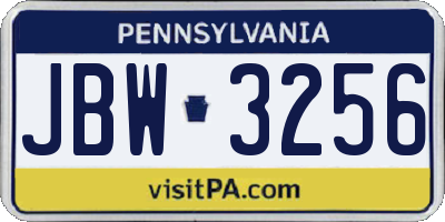 PA license plate JBW3256