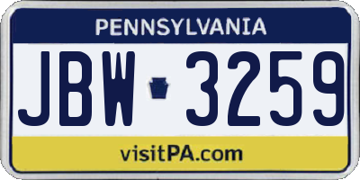 PA license plate JBW3259