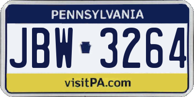 PA license plate JBW3264