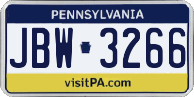 PA license plate JBW3266
