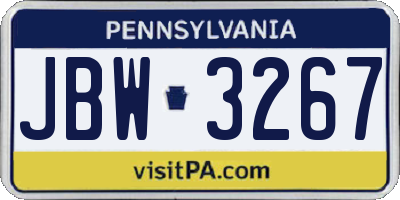 PA license plate JBW3267