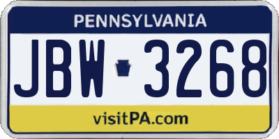 PA license plate JBW3268