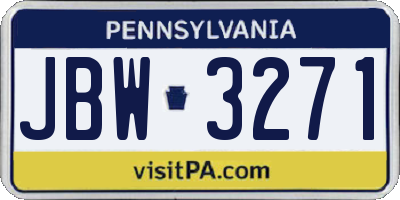 PA license plate JBW3271