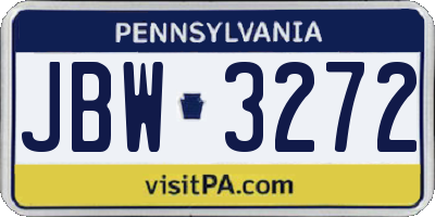 PA license plate JBW3272
