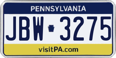 PA license plate JBW3275
