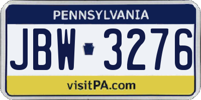 PA license plate JBW3276