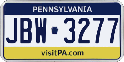 PA license plate JBW3277