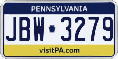PA license plate JBW3279