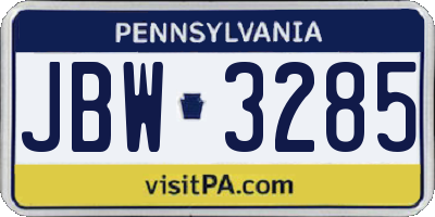PA license plate JBW3285