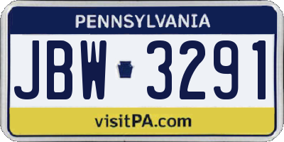 PA license plate JBW3291
