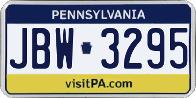 PA license plate JBW3295