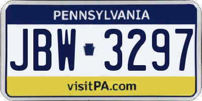 PA license plate JBW3297