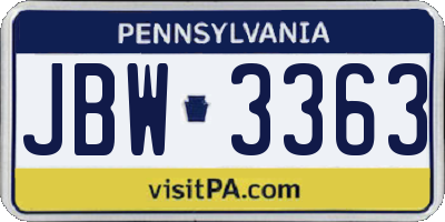 PA license plate JBW3363