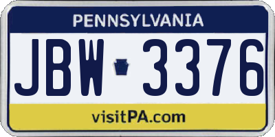 PA license plate JBW3376