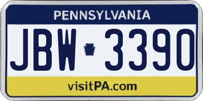 PA license plate JBW3390