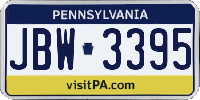 PA license plate JBW3395