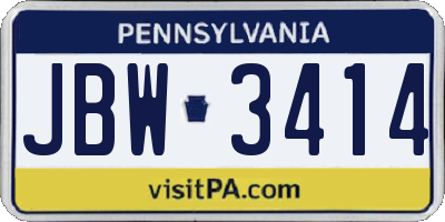 PA license plate JBW3414