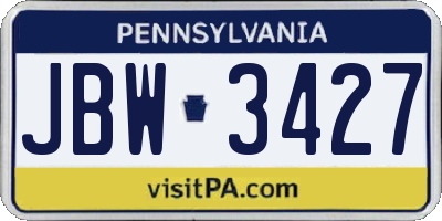 PA license plate JBW3427