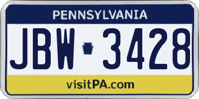 PA license plate JBW3428