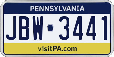 PA license plate JBW3441