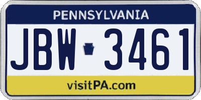 PA license plate JBW3461