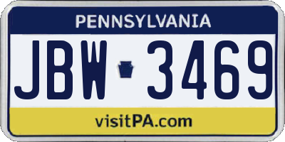 PA license plate JBW3469