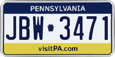 PA license plate JBW3471
