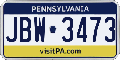 PA license plate JBW3473