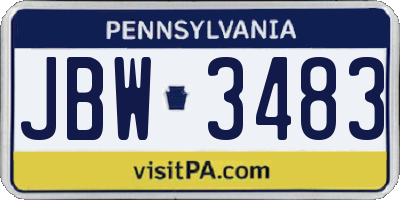 PA license plate JBW3483