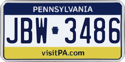 PA license plate JBW3486