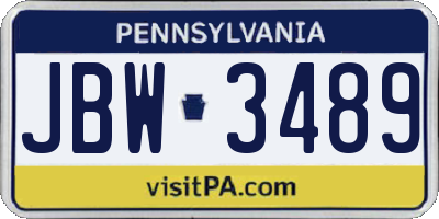 PA license plate JBW3489