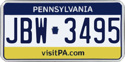 PA license plate JBW3495