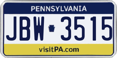 PA license plate JBW3515