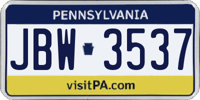 PA license plate JBW3537