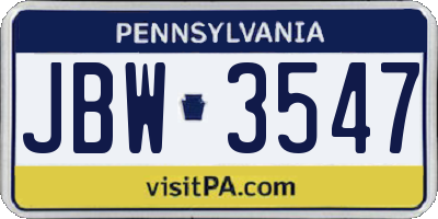 PA license plate JBW3547