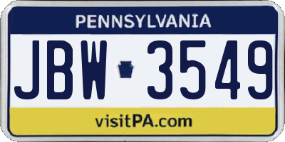 PA license plate JBW3549