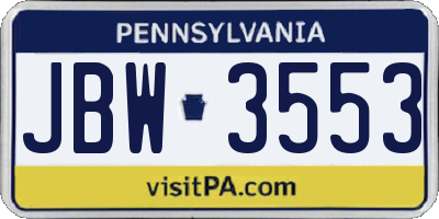 PA license plate JBW3553