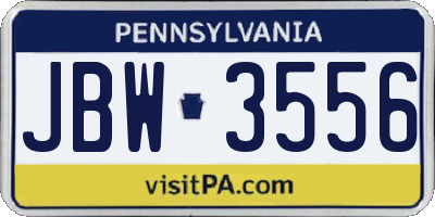 PA license plate JBW3556
