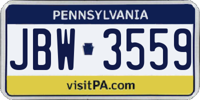 PA license plate JBW3559