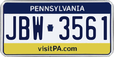 PA license plate JBW3561