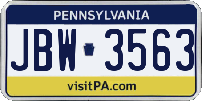 PA license plate JBW3563