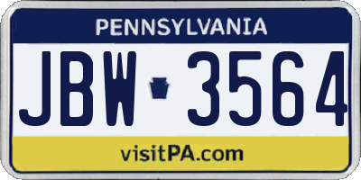 PA license plate JBW3564