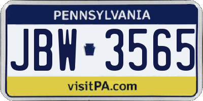 PA license plate JBW3565