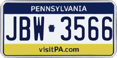 PA license plate JBW3566