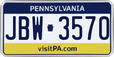 PA license plate JBW3570