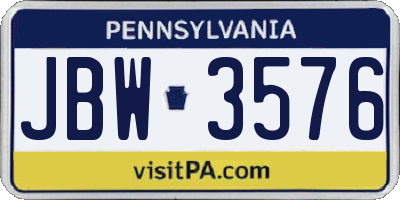 PA license plate JBW3576
